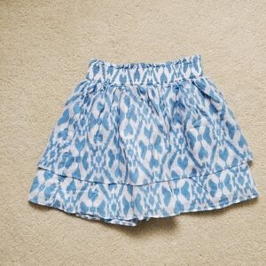 Janie and Jack Girls Blue Ikat Tiered Pull-on Skirt in Leisure Blue sz6